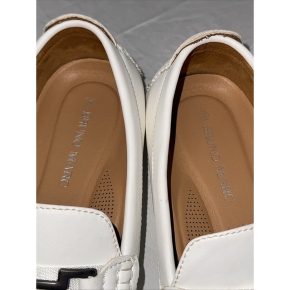 Bruno Marc Driving Loafers White W/ Buckle Faux Leather Bridal Wedding Dress - Picture 8 of 8
